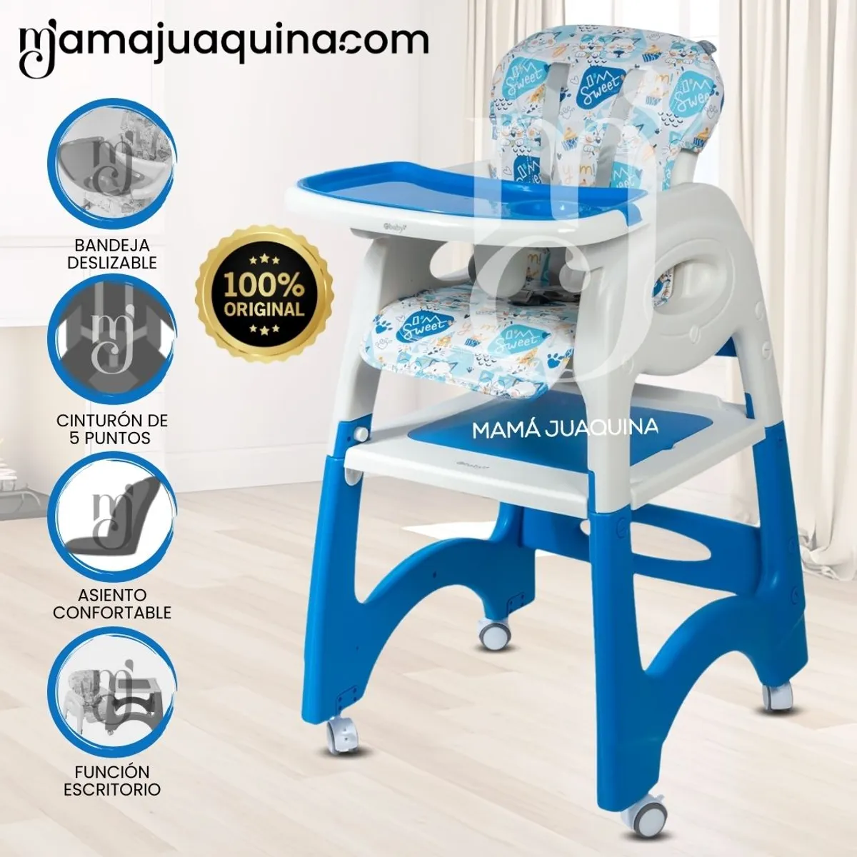 BABY - Silla de Comer 3 en 1 «CHAIRMAN» Blue