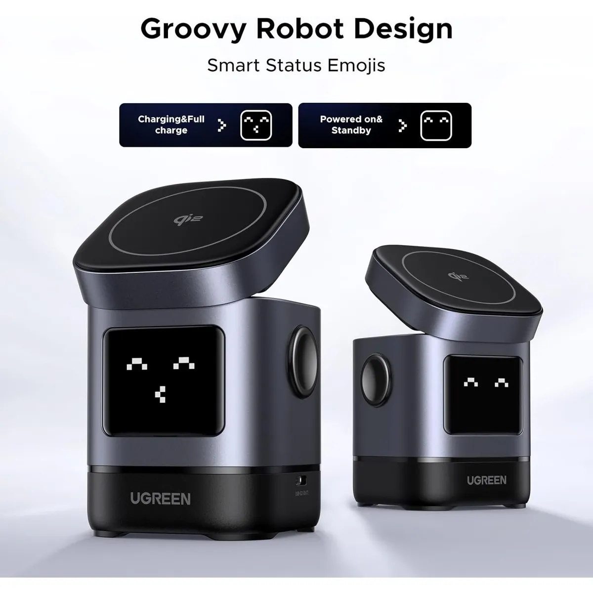 UGREEN - Ugreen Cargador Inalámbrico y Soporte 2 en 1 Ajustable Qi2 W709 45775