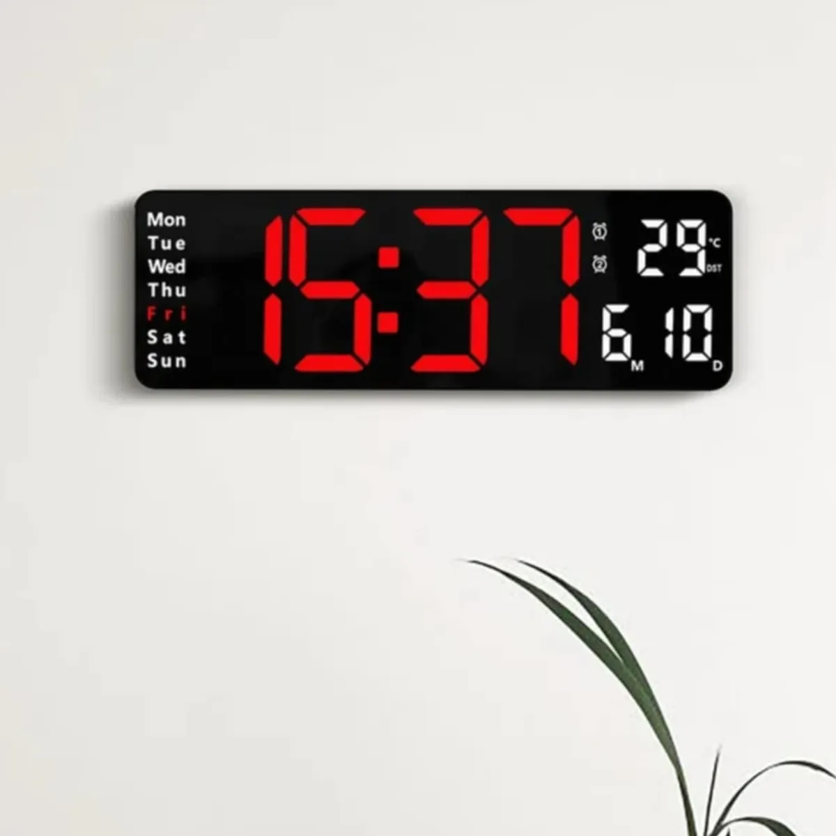 GENERICO - Reloj de Pared Digital Grande LED con Control Alarma + Temperatura Mes