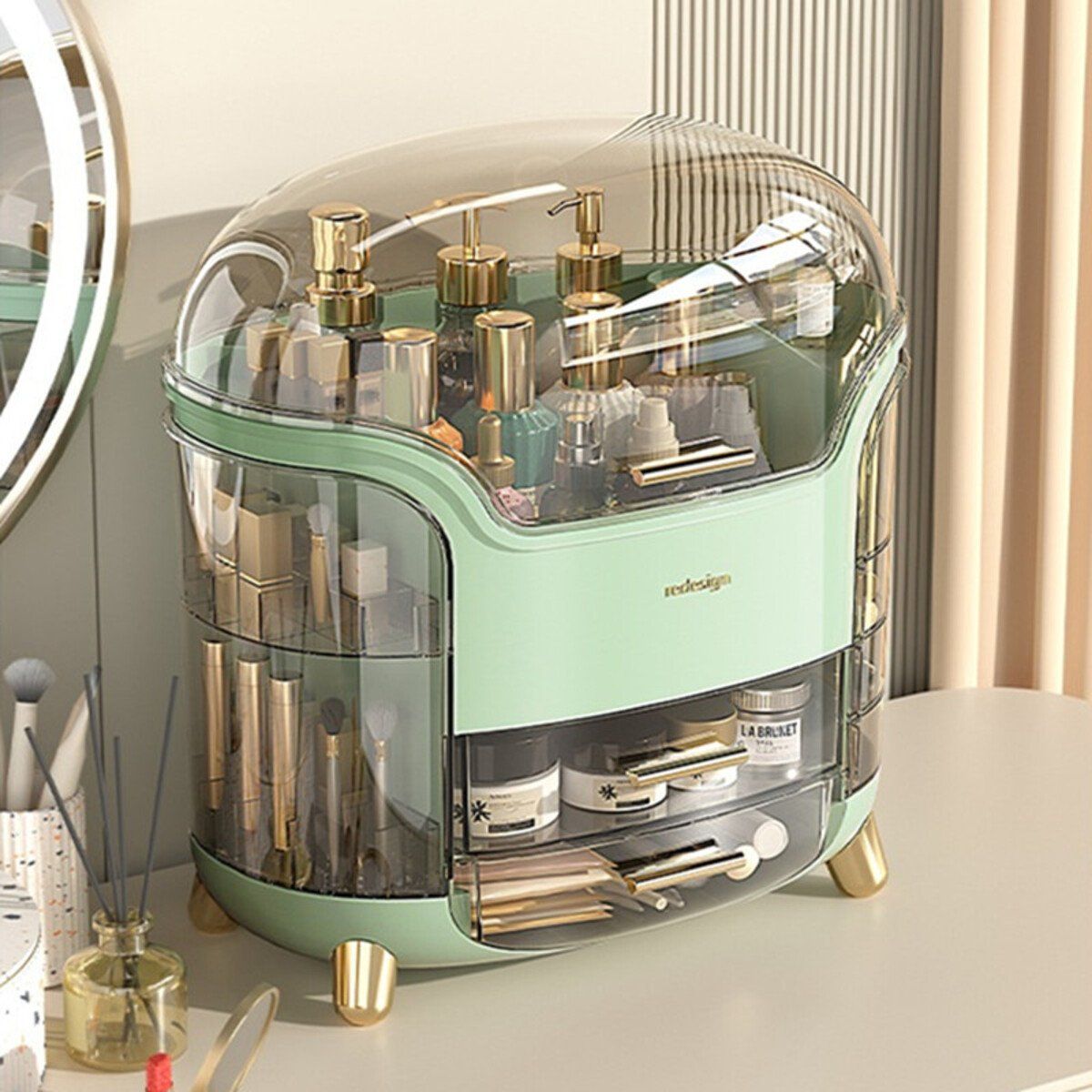 GENERICO - Organizador de Cosméticos para Maquillaje Perfume Joyas Elegante Verde