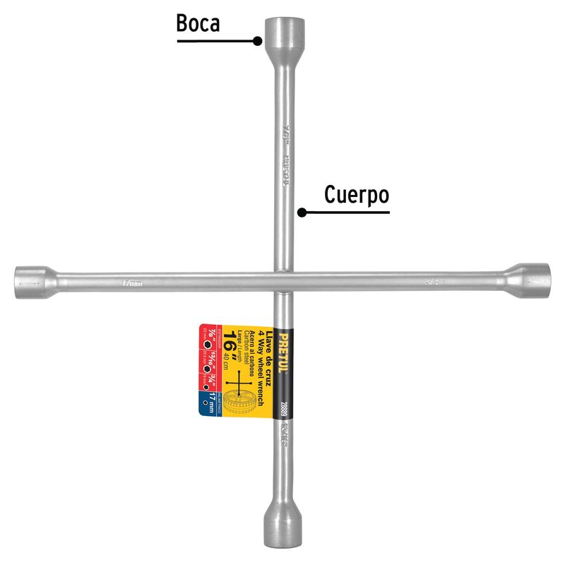 PRETUL - Llave de cruz para automóviles y camionetas 16 Pretul