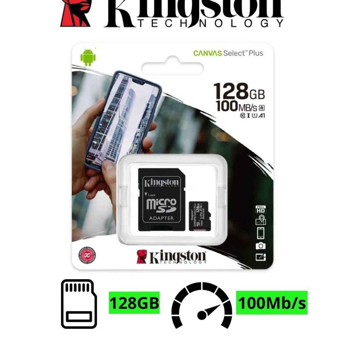 KINGSTON - MEMORIA MICRO SD KINGSTON 128GB CANVAS SELECT PLUS