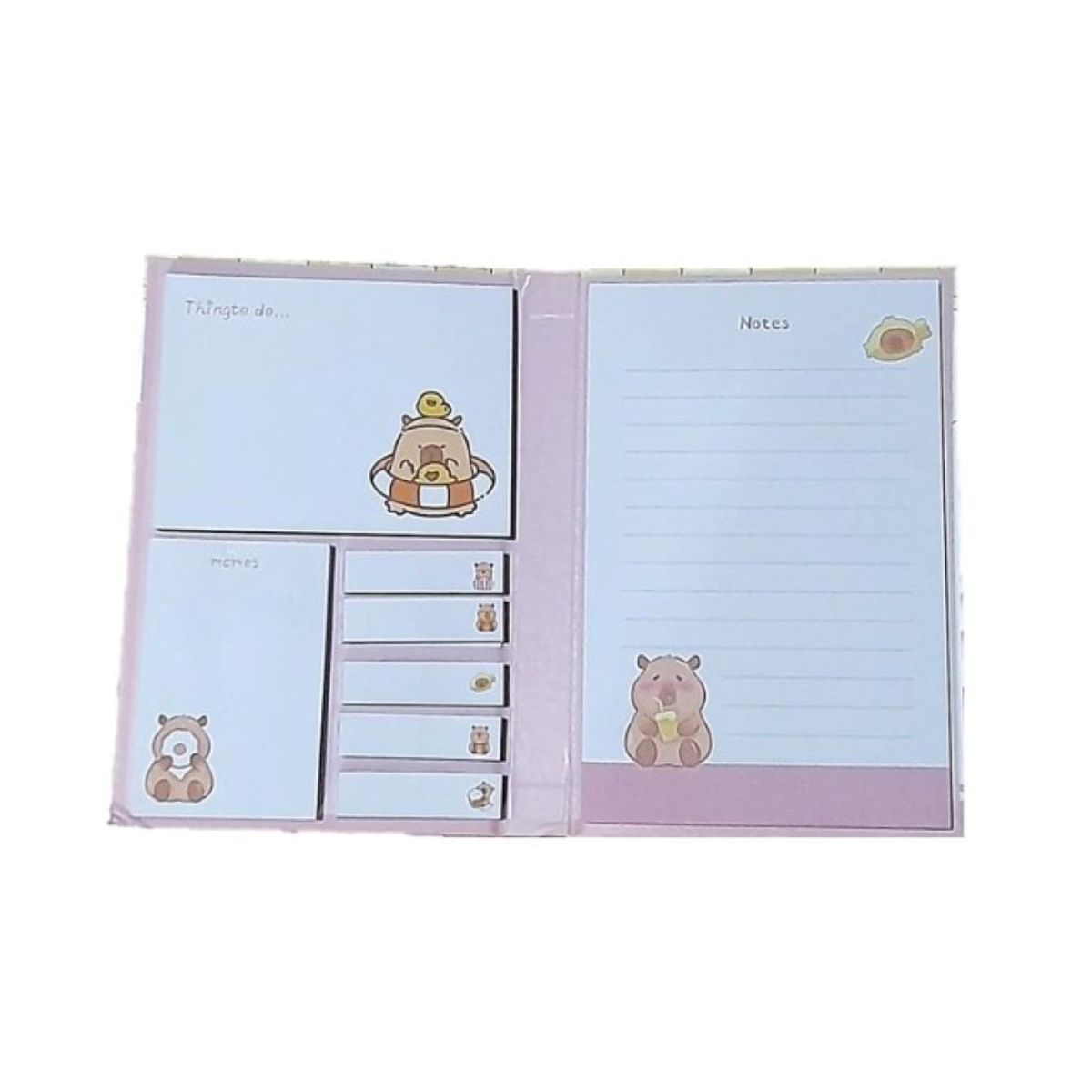 GENERICO - CUADERNO DE HOJAS DE NOTAS STICKY CAPIBARA SANDIA