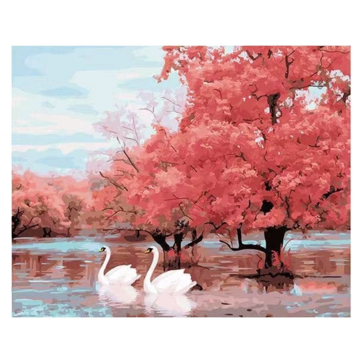 GENERICO - Kit Pintura al Oleo Paint By Number Lago de Los Cisnes