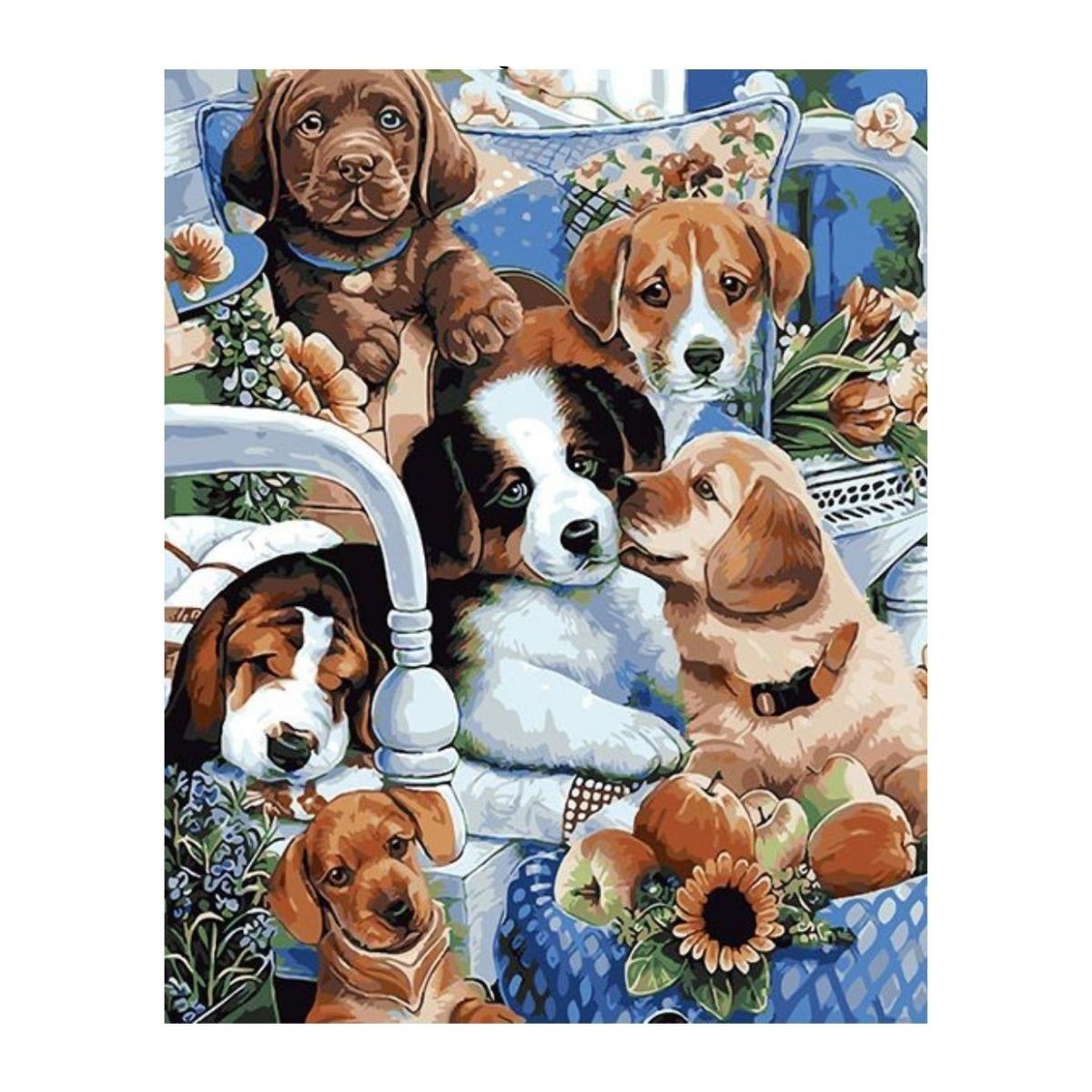 GENERICO - Kit Pintura al Oleo 40cm x 50cm Paint By Number Mascotas