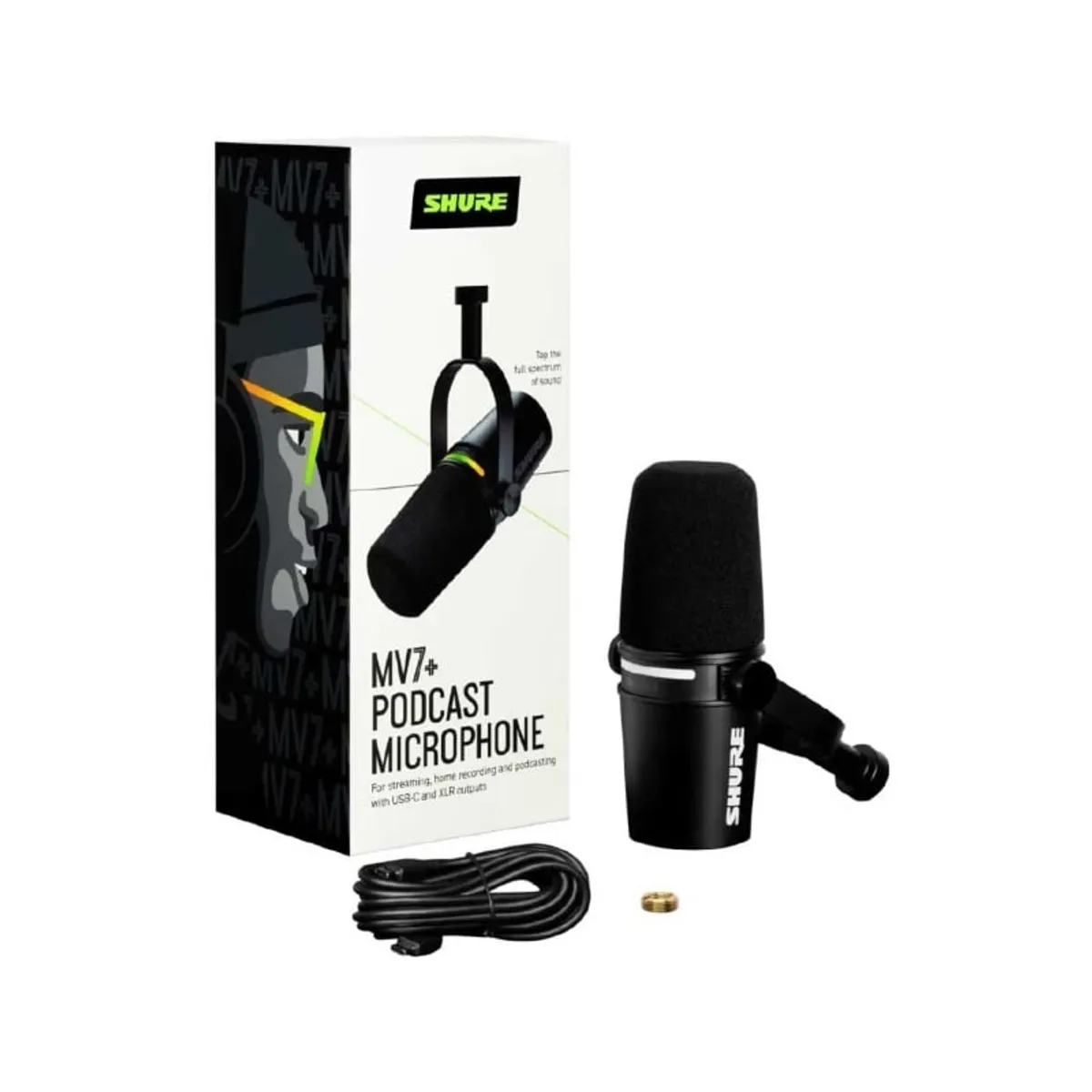 SHURE - MV7+ K Black Shure Micrófono para Podcast + Garantía