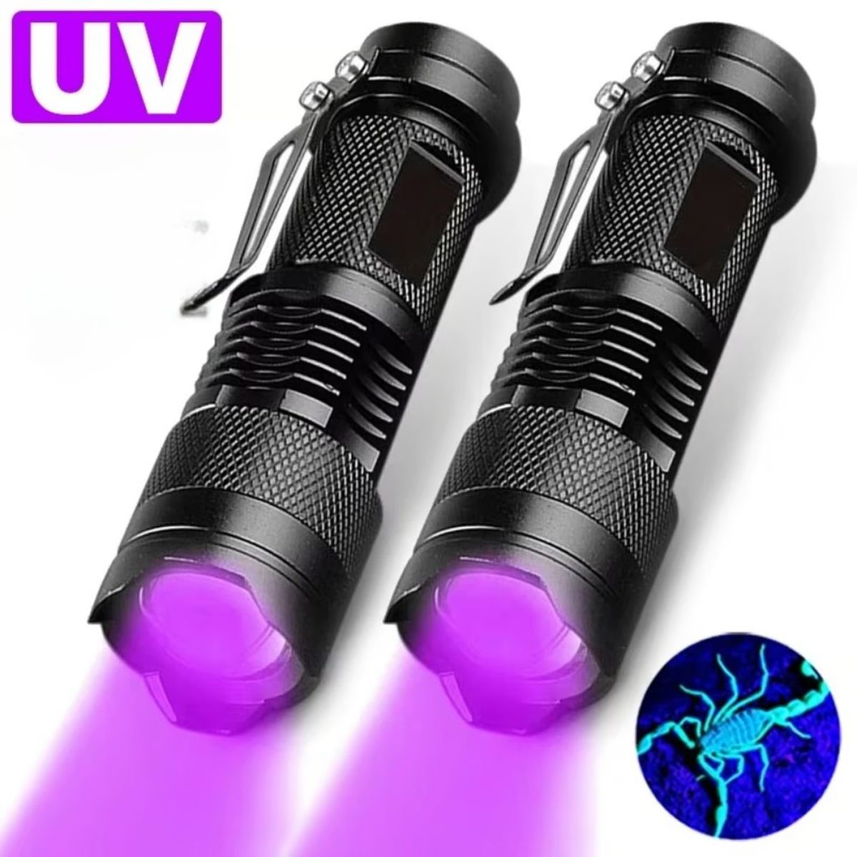 OEM - Linterna Uv Ultravioleta Zoom 395nm Detector Multiusos x 02 Unidades