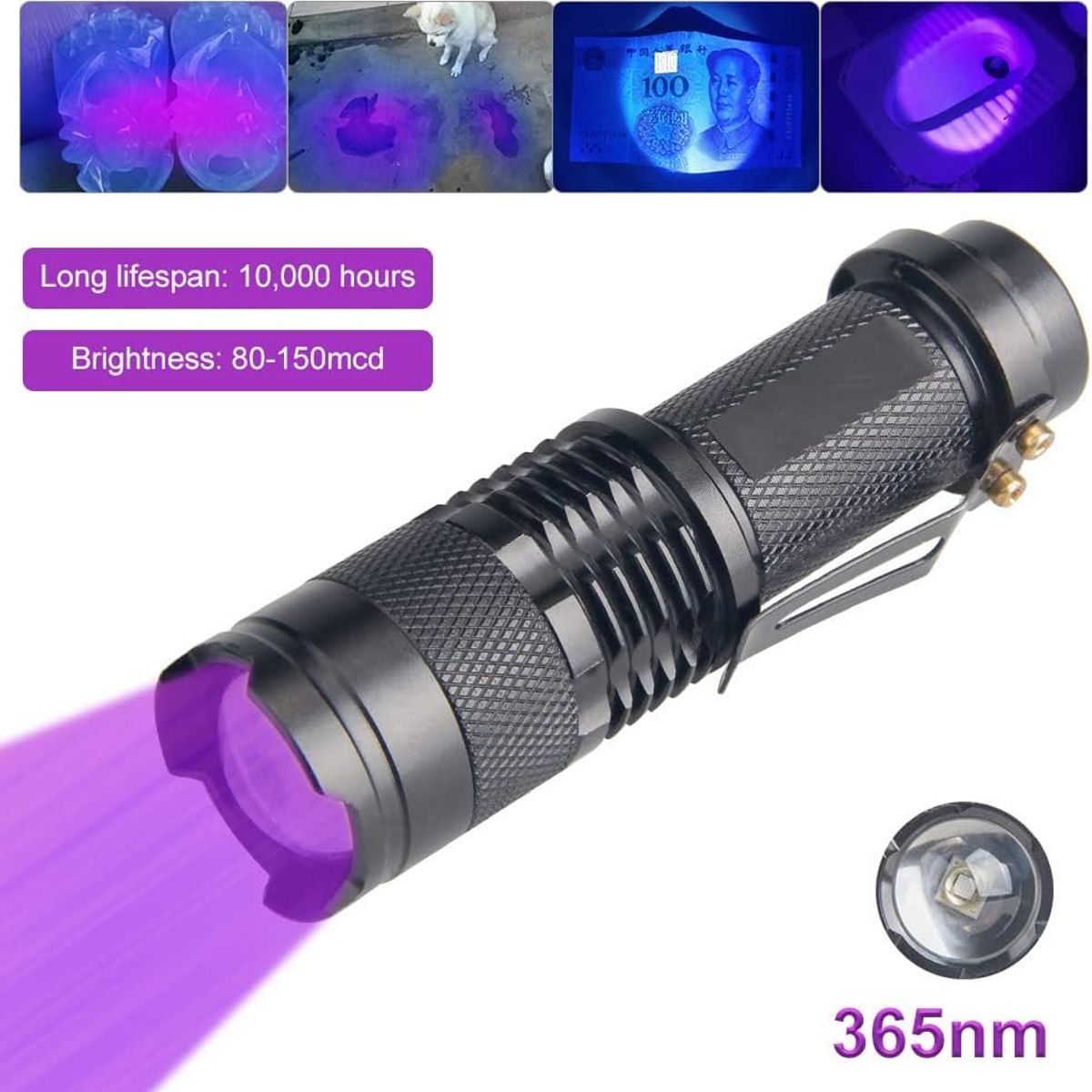 OEM - Linterna Uv Ultravioleta Zoom 395nm Detector Multiusos x 02 Unidades