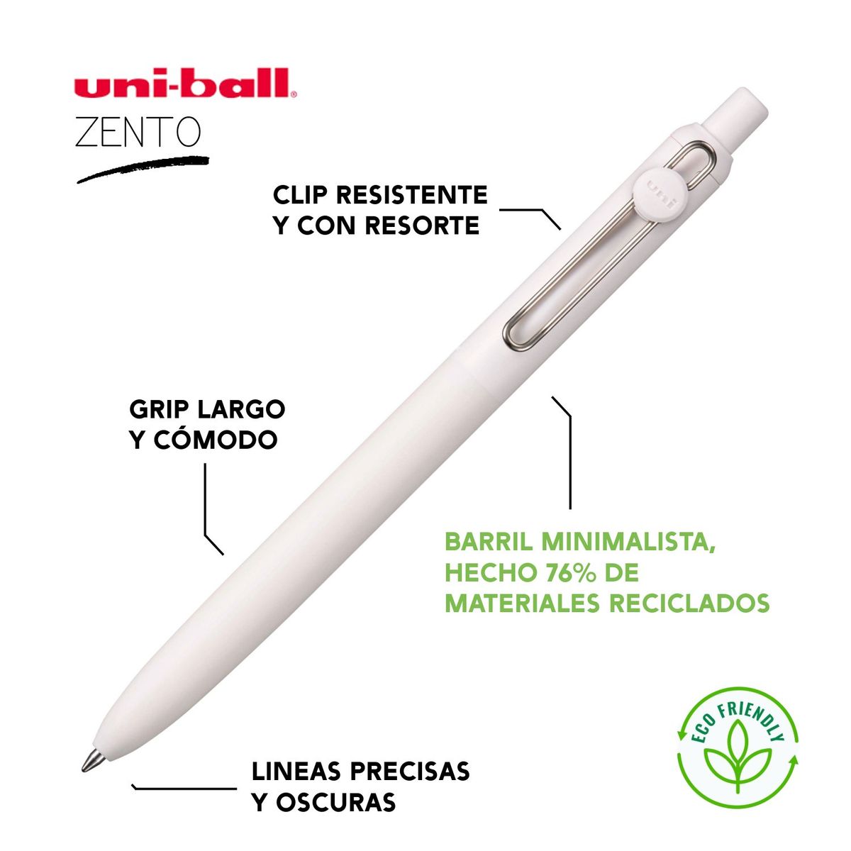 UNI BALL - UNI Zento Bolígrafo Retráctil Tinta Gel Negro - LINEN