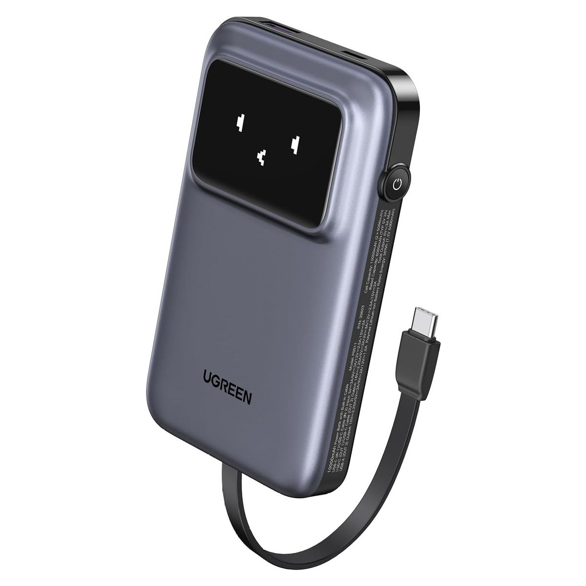 UGREEN - Ugreen Power Bank 10000mAh USB-C Integrado 30W QC TFT PB511 - 35603B