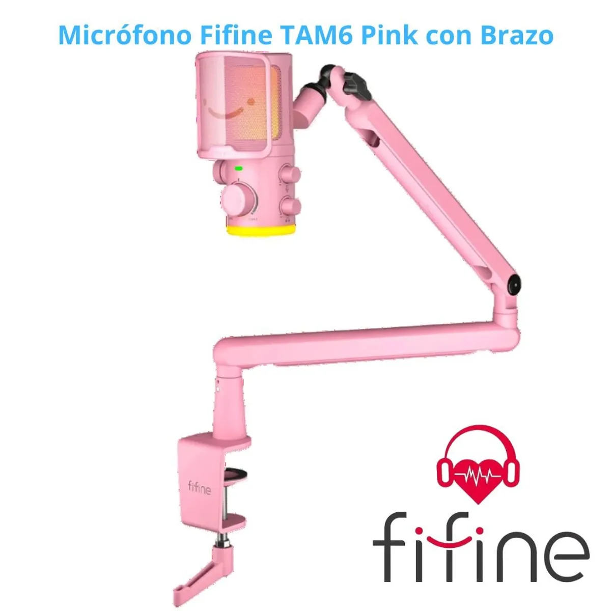 FIFINE - Micrófono Fifine TAM6 Pink con Brazo