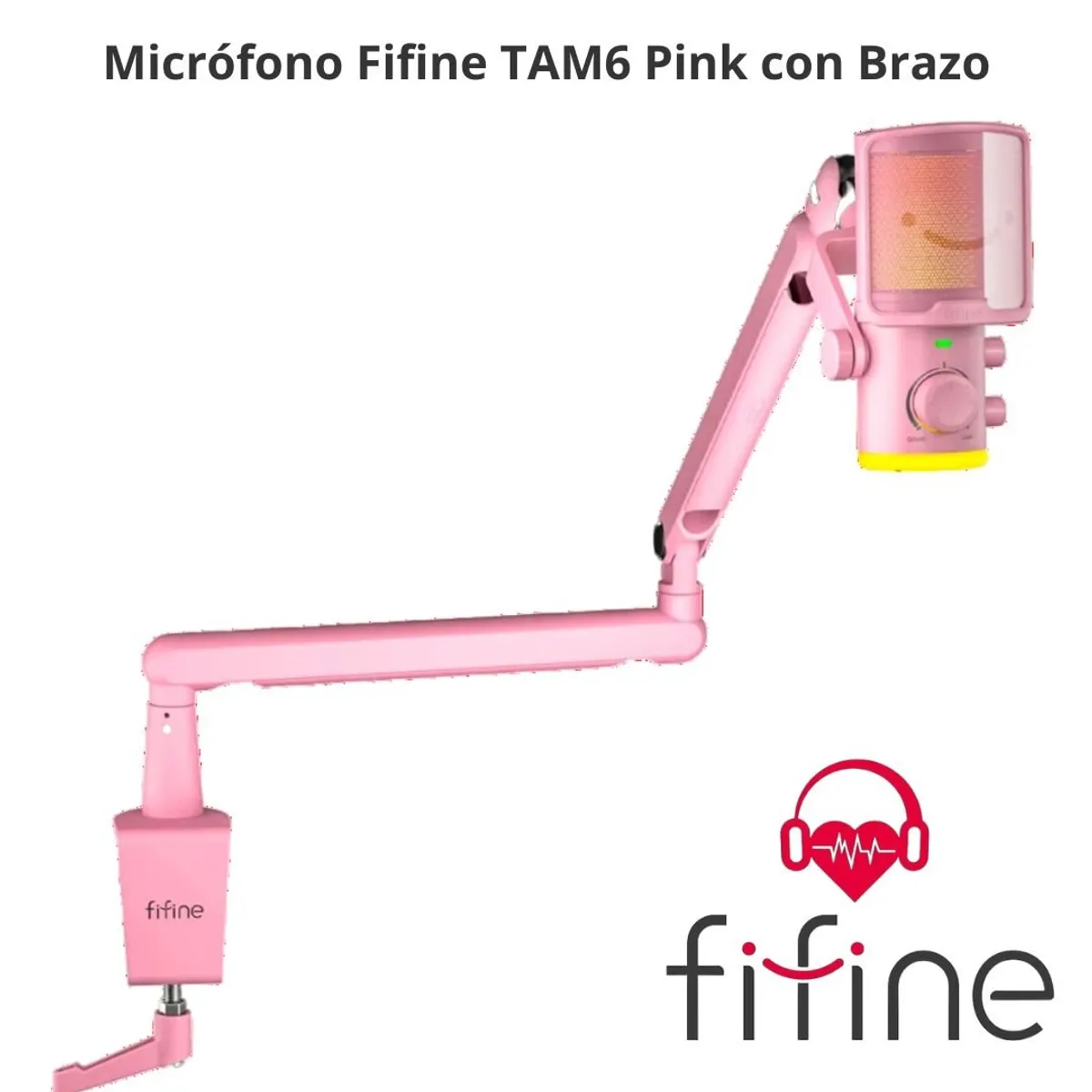 FIFINE - Micrófono Fifine TAM6 Pink con Brazo
