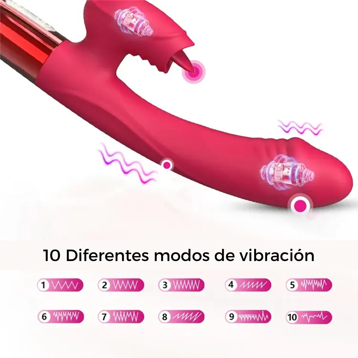 GENERICO - Vibrador conejo 3 en 1-Rojo