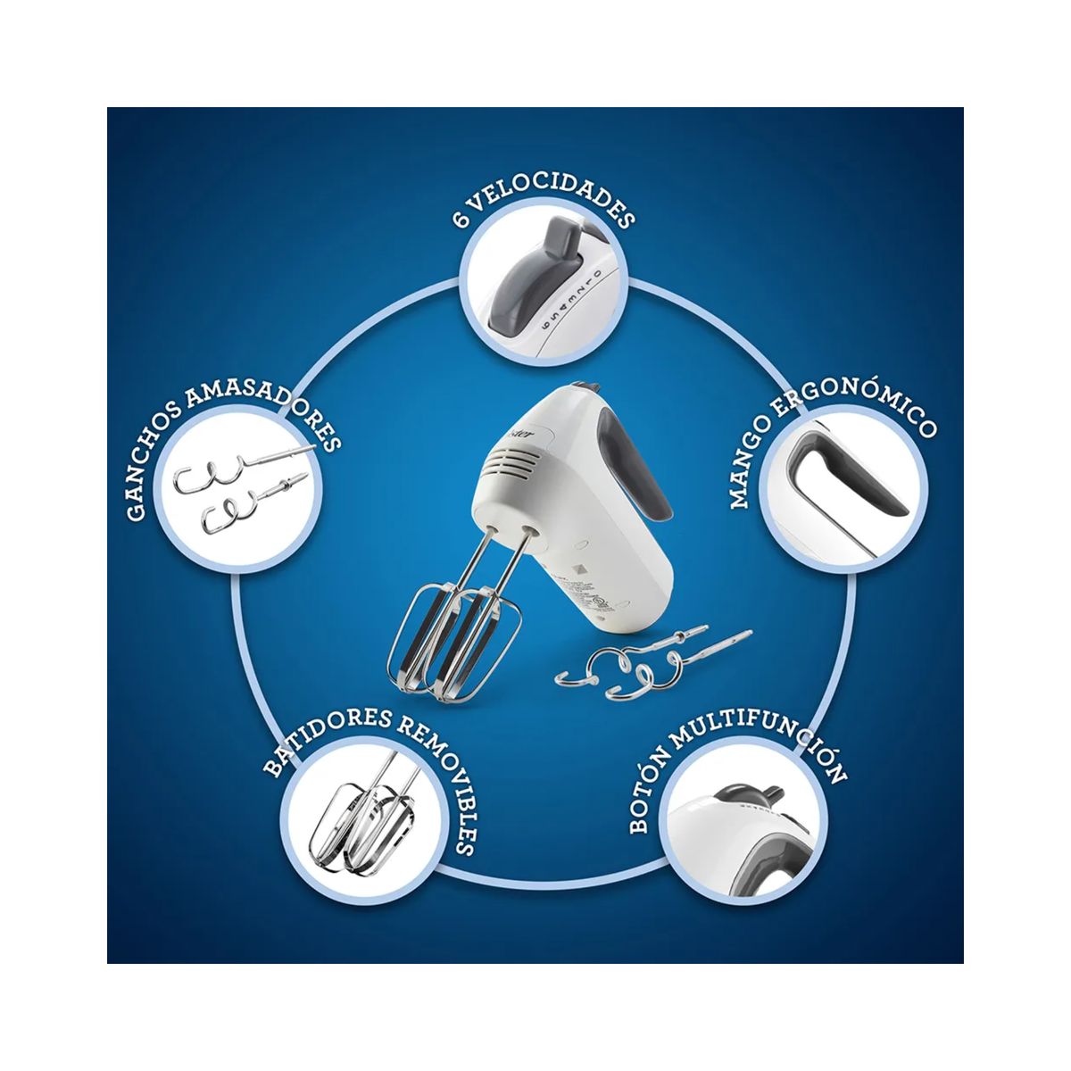 OSTER - BATIDORA DE MANO OSTER® CON 6 VELOCIDADES Y FUNCION TURBO FPSTHM3532