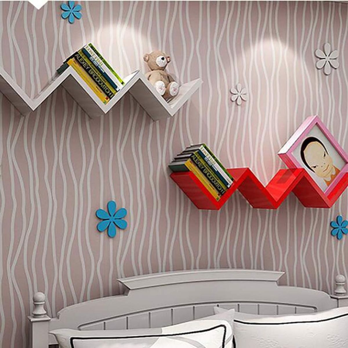 GENERICO - Repisa Zig Zag Infantil Melly Color Rojo Muebles Gaudi