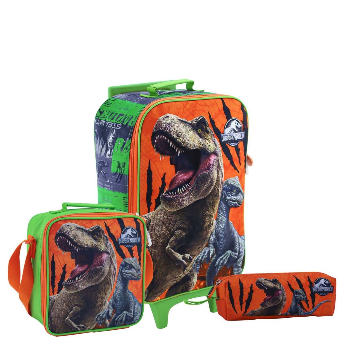 SCOOL - SET MOCHILA JURASSIC DINOSAURIOS OFICIO MALETA LONCHERA CARTUCHERA