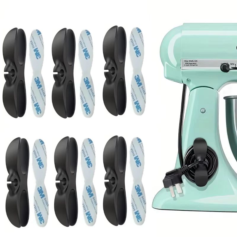 GENERICO - PACK X6 ORGANIZADOR DE CABLES ADHESIVO ARTEFACTOS NEGRO