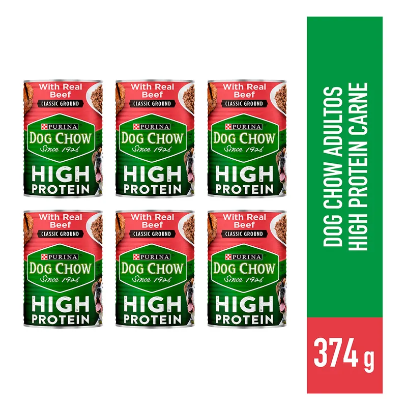 PURINA - Alimento Dog Chow alto en proteínas Carne 6und x 374GR