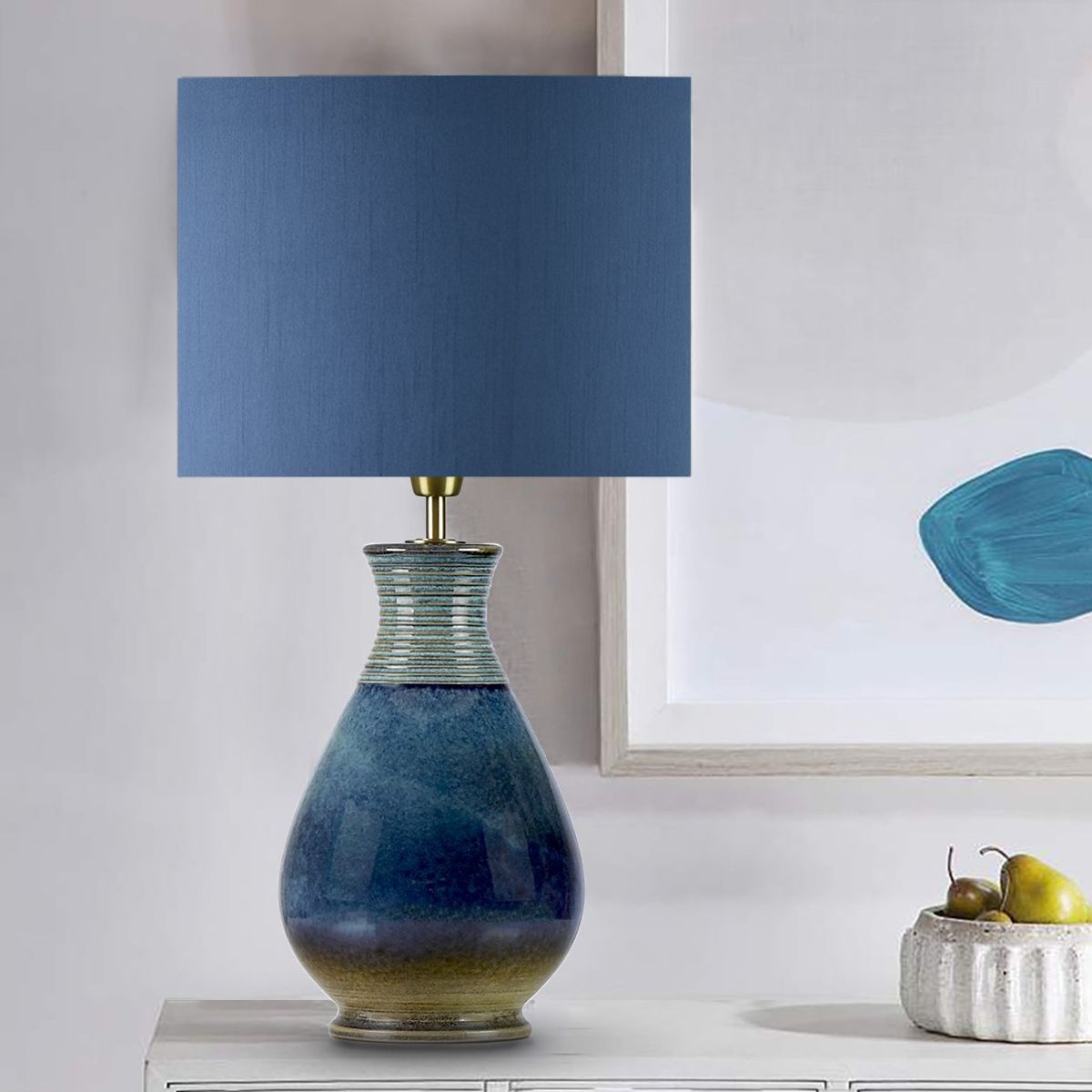 GENERICO - Lámpara de mesa Glasgow Pantalla Azul