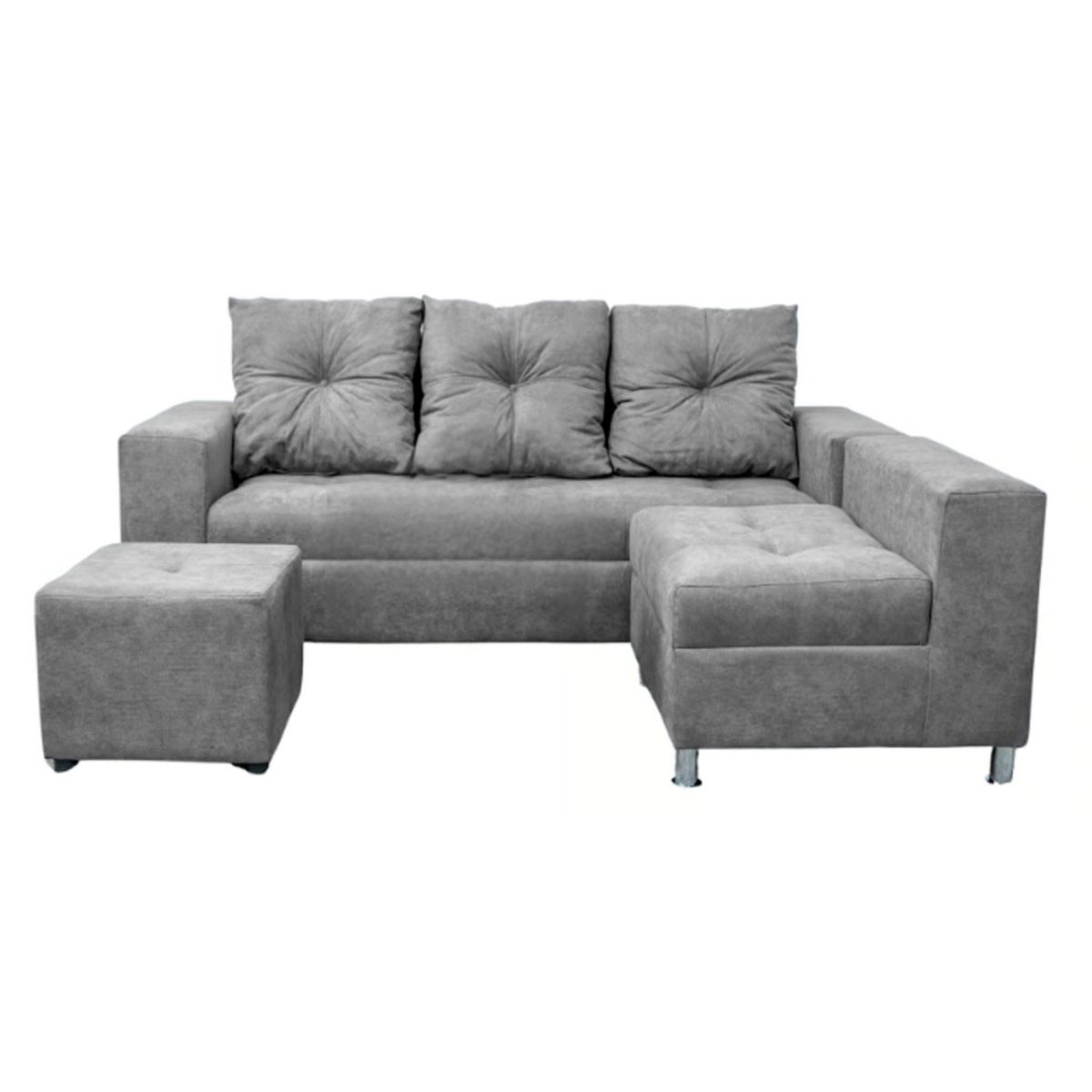 GENERICO - Sofá Seccional Minimalista Perú + Puff de Regalo - Gris Claro