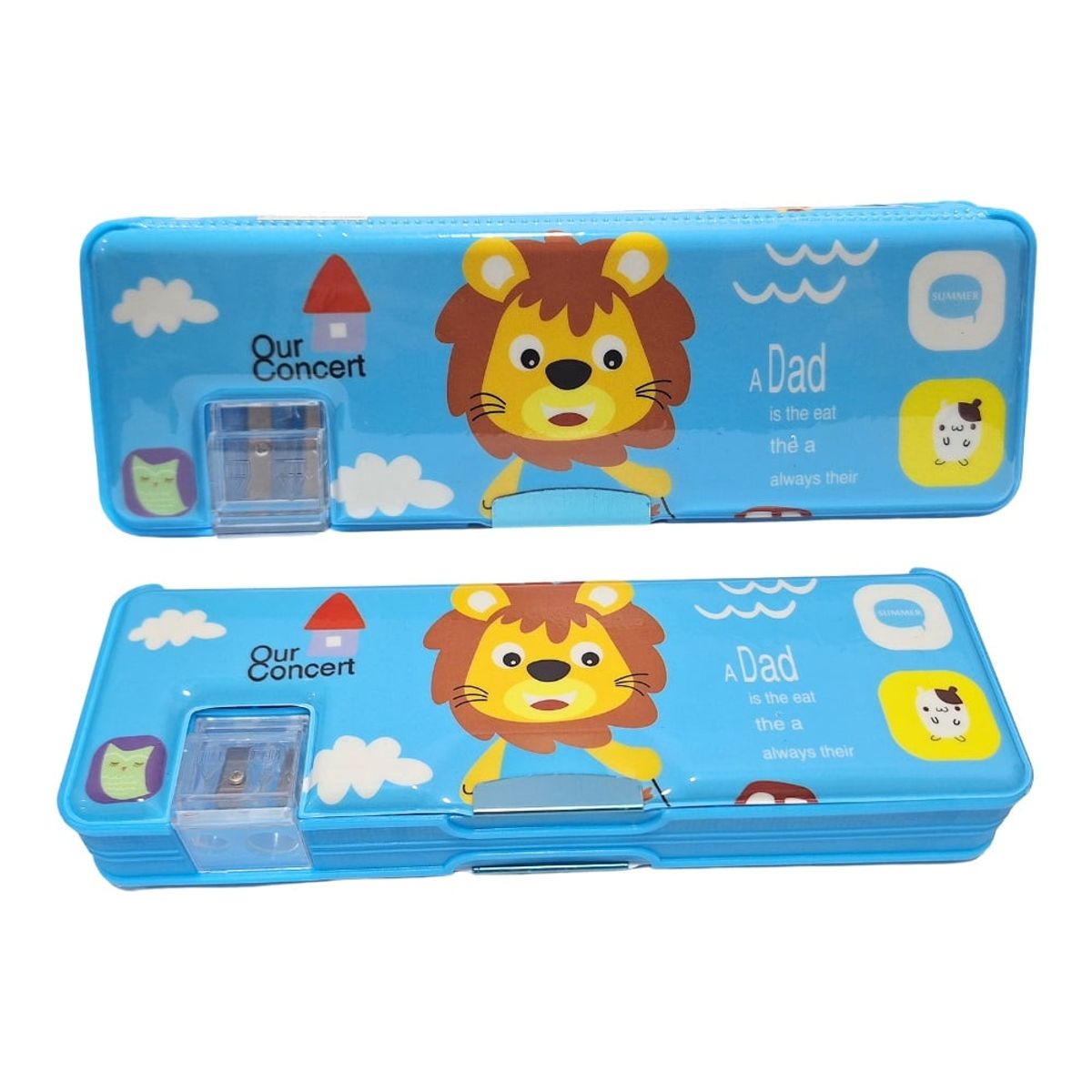 GENERICO - Cartuchera Kawai Leon Celeste Imantada con Tajador