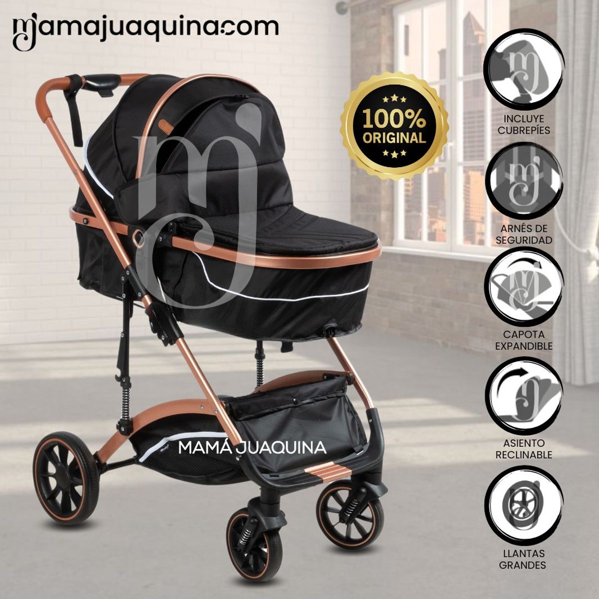 EBABY - Coche Moisés de Lujo «BABY MIAMI» Edición Limitada Black