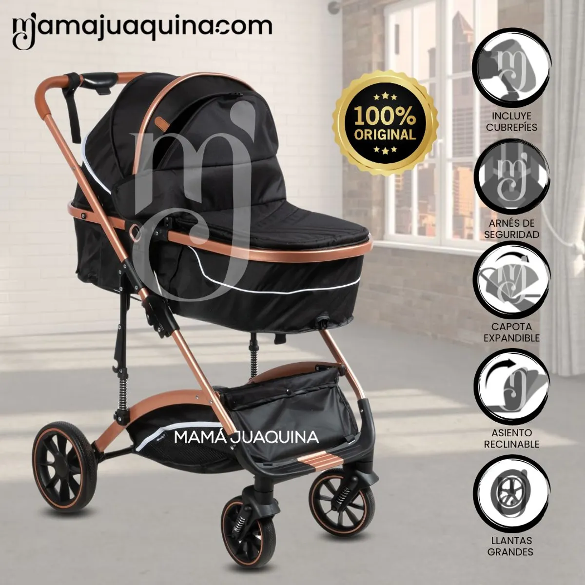 EBABY - Coche Moisés de Lujo «BABY MIAMI» Edición Limitada Black