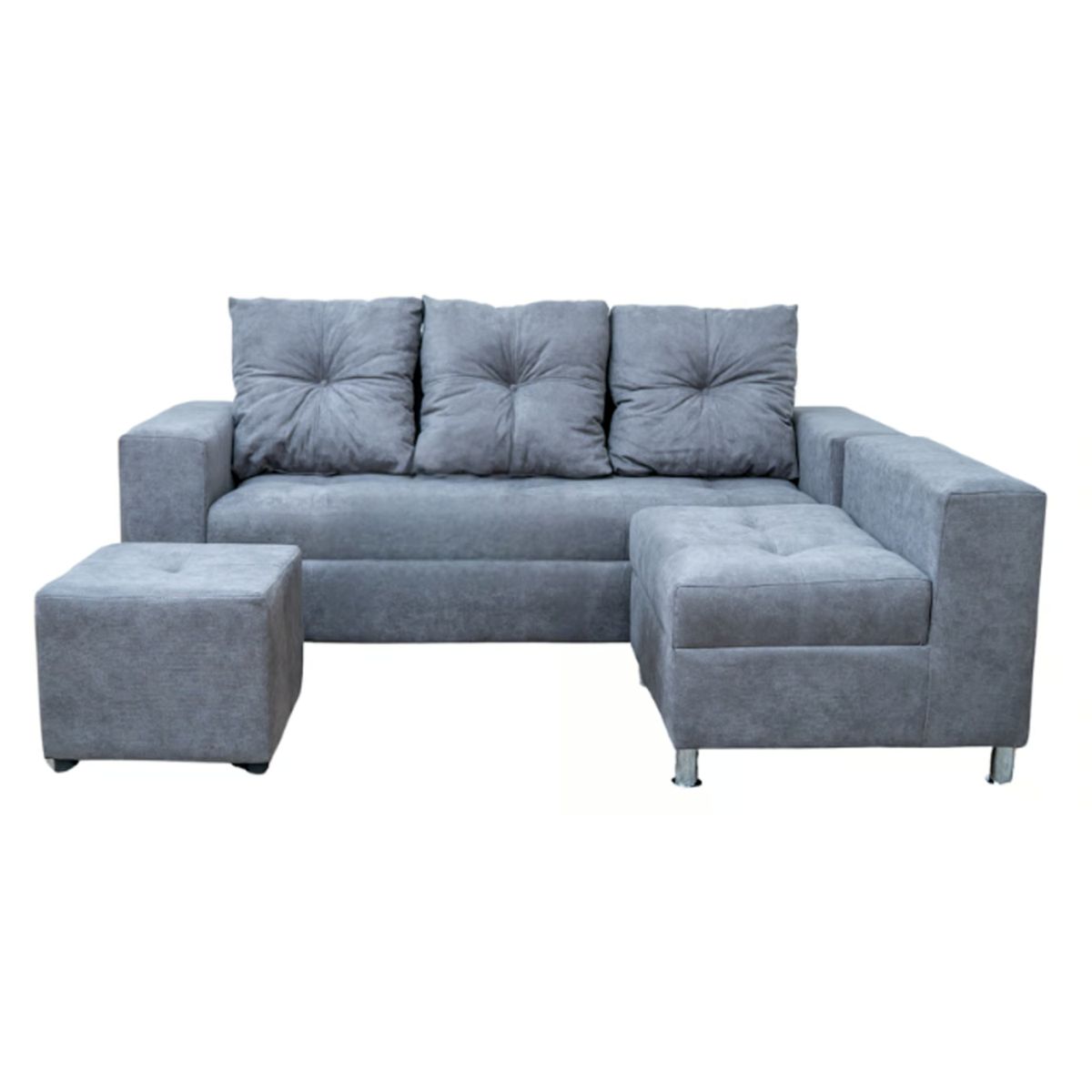 GENERICO - Sofá Seccional Minimalista Perú + Puff de Regalo - Gris