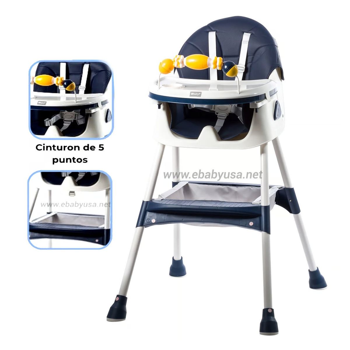 EBABY - Silla de Comer Ebaby Plegable Doble bandeja LULU Azul