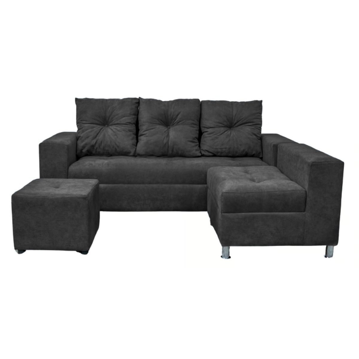 GENERICO - Sofá Seccional Minimalista Perú + Puff de Regalo - Gris Oscuro