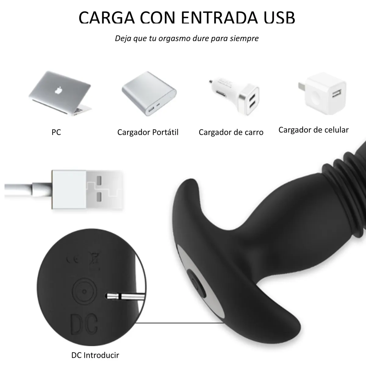 GENERICO - Vibrador sexual 7 velocidades hombre/mujer-Negro