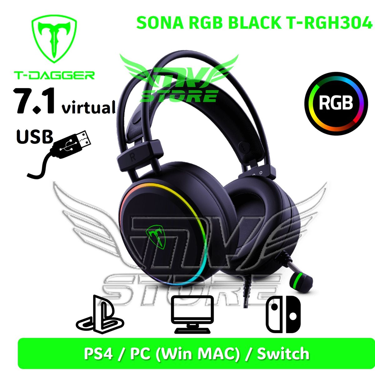 T-DAGGER - Audífonos T-Dagger Sona T-RGH304 RGB Color Negro