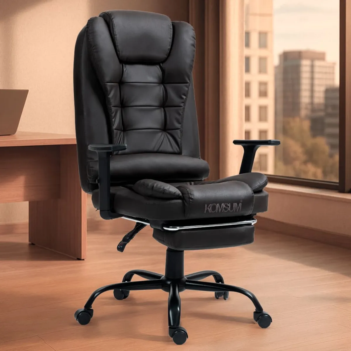 KOMSUM - Silla Ergonomica de Oficina Gerencial Base de Acero Roma Komsum Negro