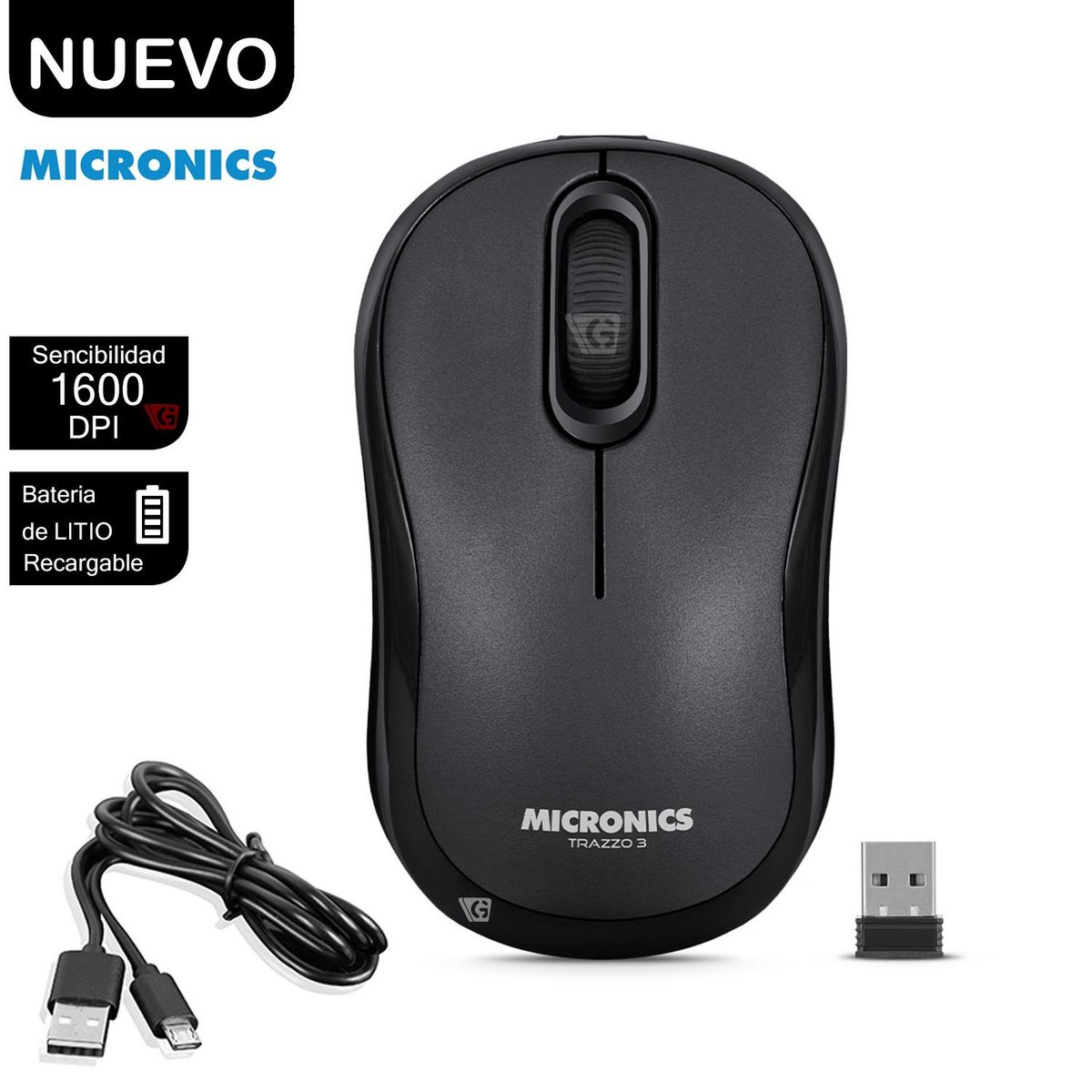 MICRONICS - Mouse Inalámbrico Micronics MIC M700-3M Negro
