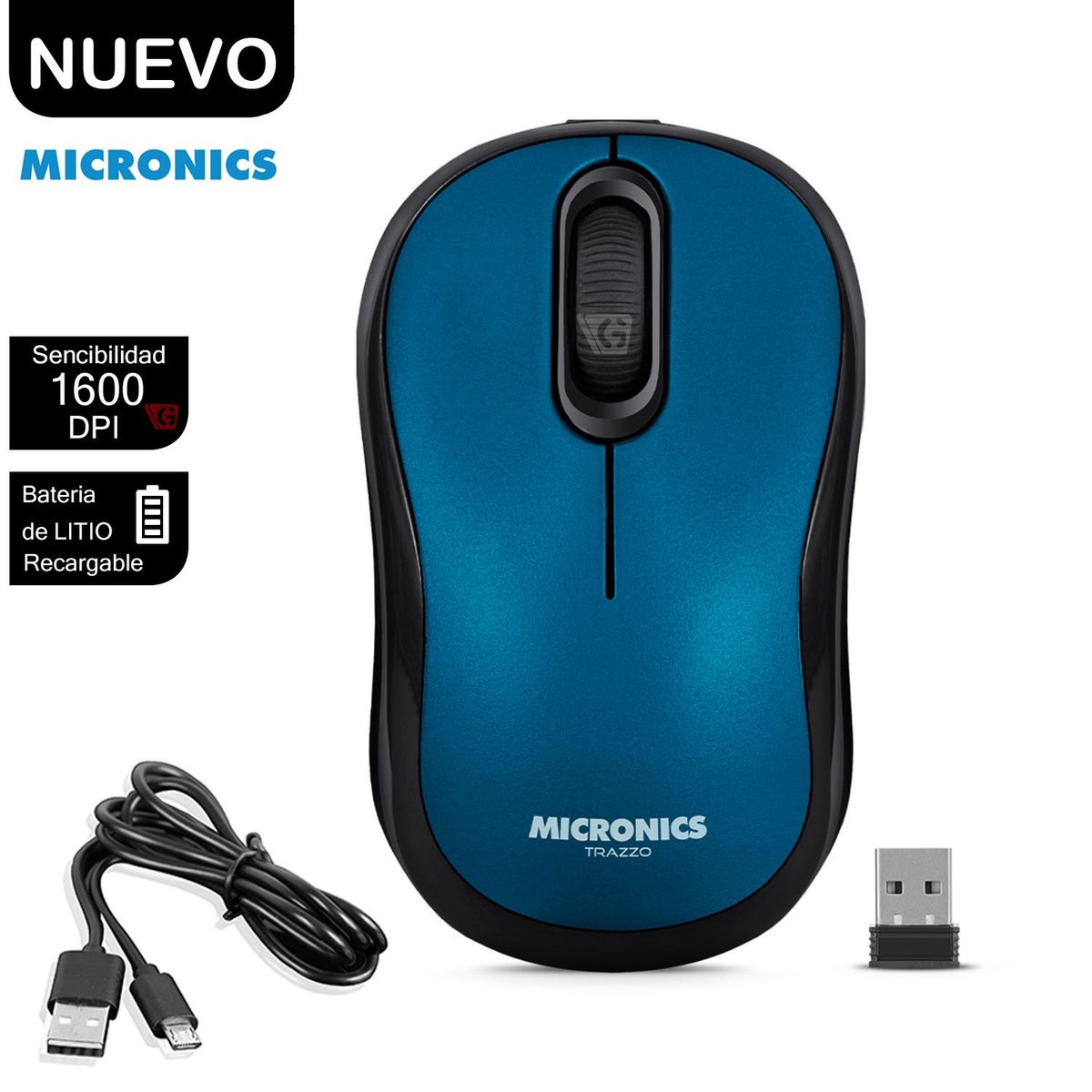 MICRONICS - Mouse Inalámbrico Micronics MIC M700-3M Azul