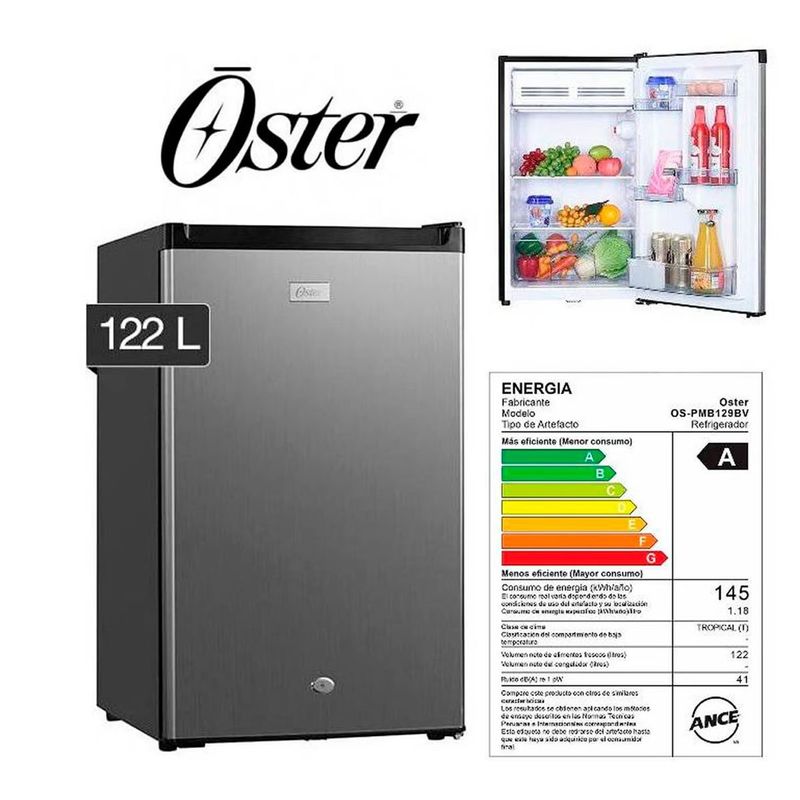 OSTER - FRIGOBAR OSTER 122L OS-PMB129BV Negro csilver