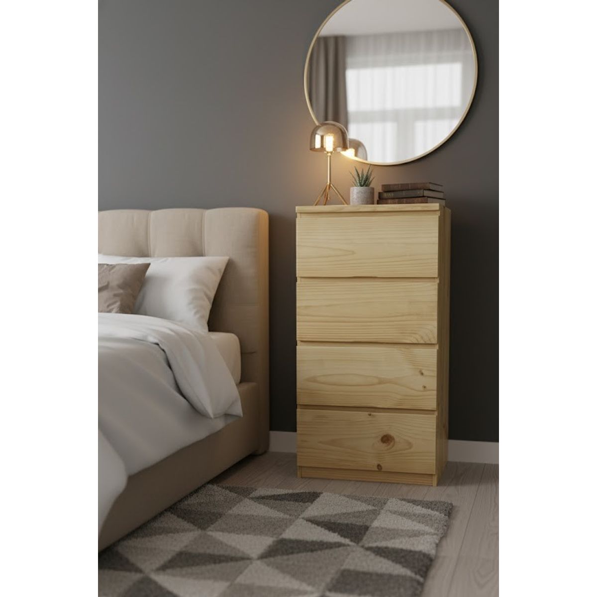 GENERICO - COMODA CAJONERA PINO DE 60CM COLOR NATURAL