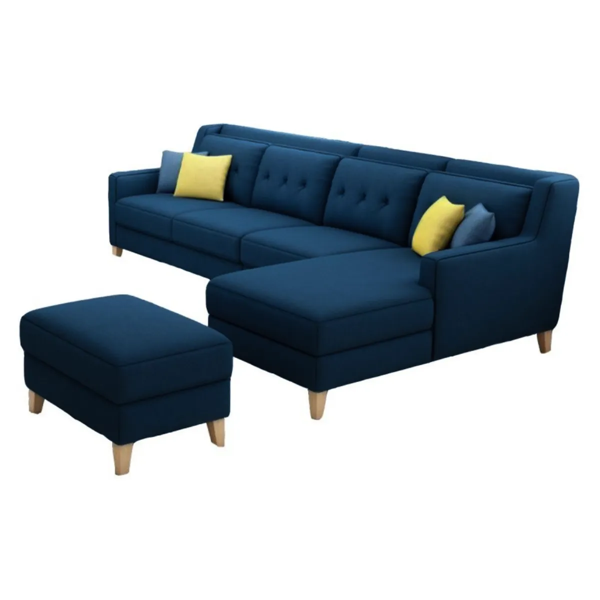 GENERICO - Seccional Derecho Barroco + banqueta de regalo - Azul Oscuro