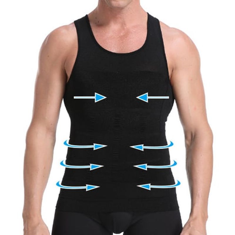 GENERICO - Camiseta Faja Reductora Remodela Abdomen Hombres Vivid Bvd Negro XL