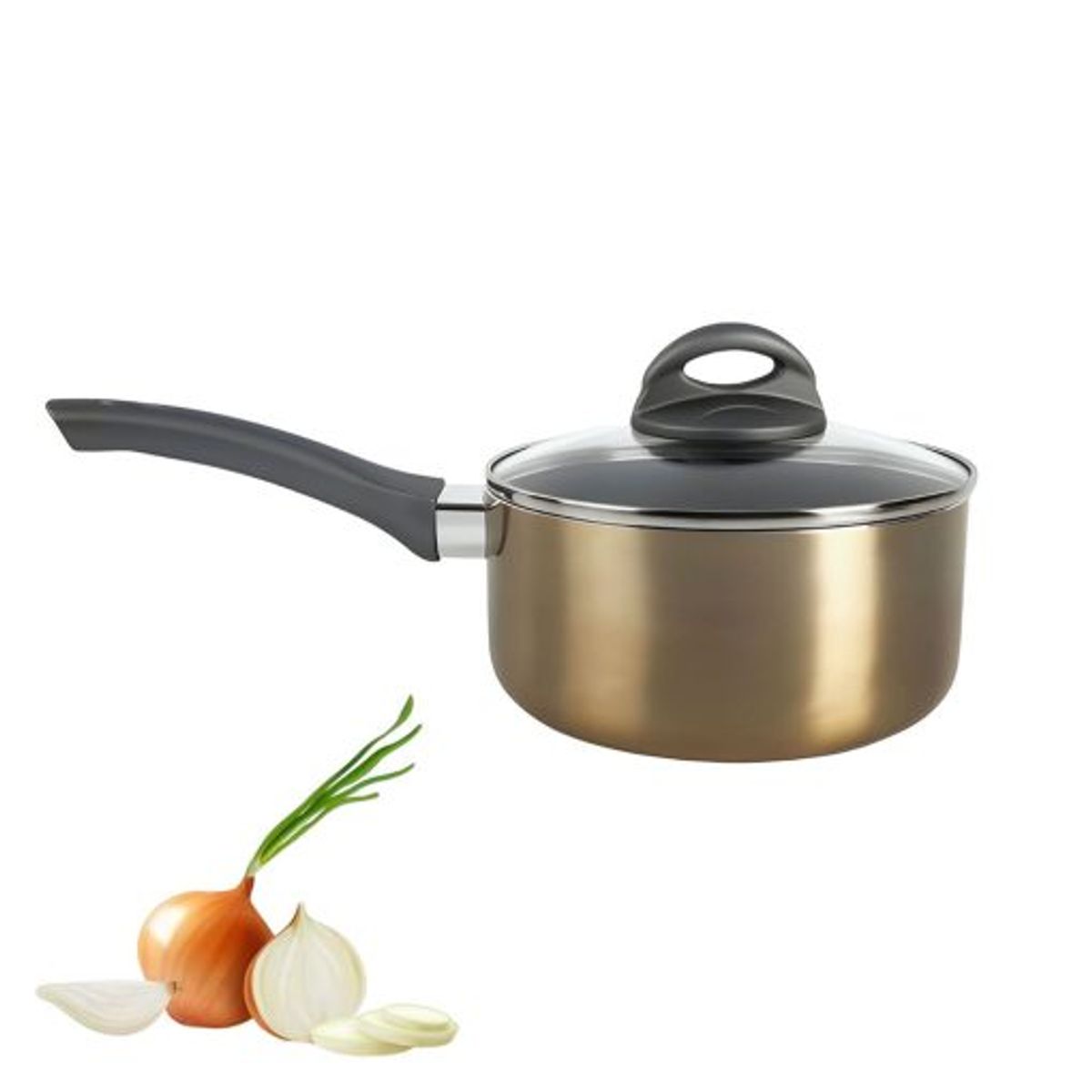 OSTER - Cacerola Oster® Antiadherente 18CM con Tapa Herscher Gold 136802 02