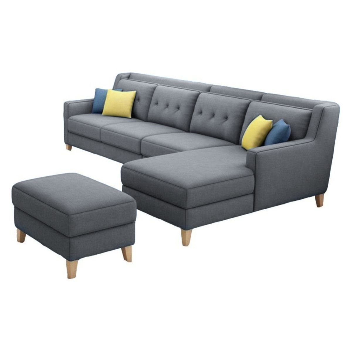 GENERICO - Seccional Derecho Barroco + banqueta de regalo - Gris Claro