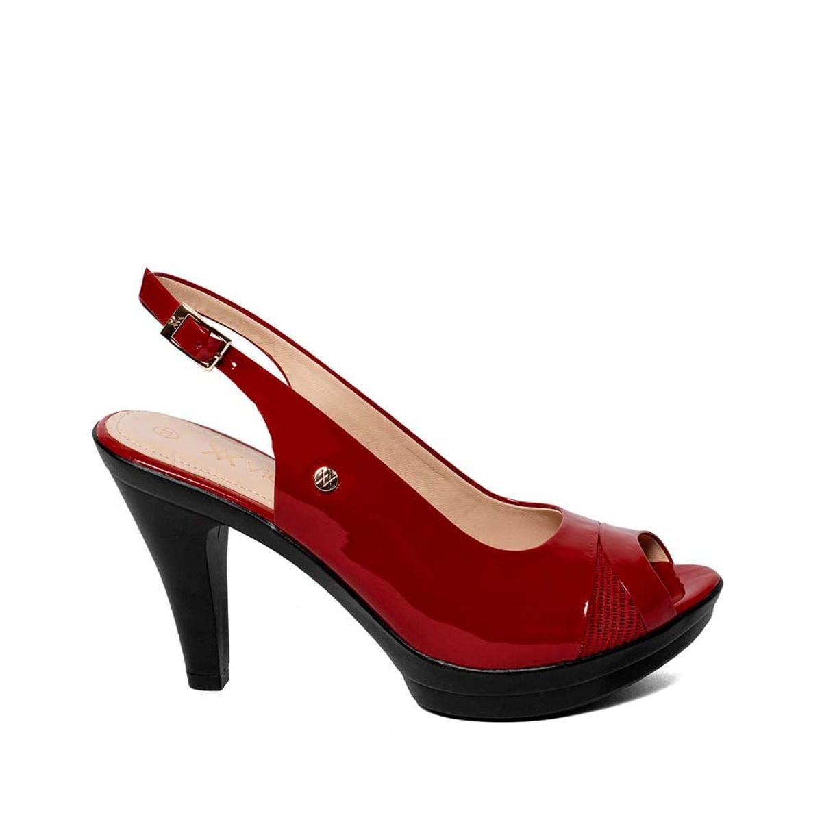 VIALE - Sandalia Peep Toe Casual ALE-2504 Rojo Viale Cuero