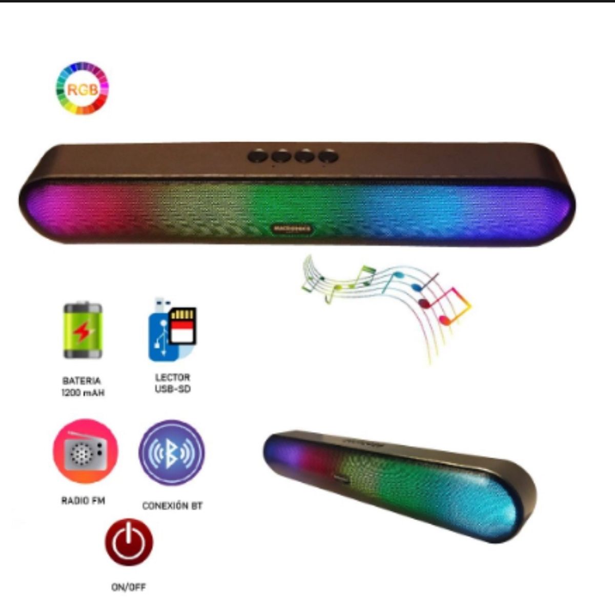 MICRONICS - PARLANTE MICRONICS PORTATIL LUXOR MIC S200 LUZ RGB