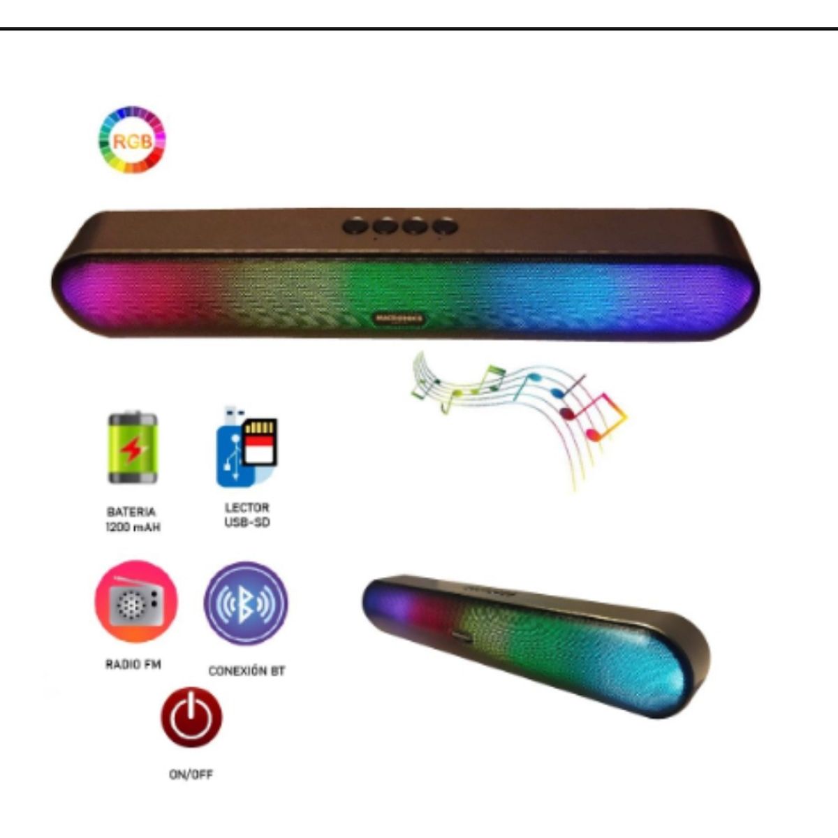 MICRONICS - PARLANTE MICRONICS PORTATIL LUXOR MIC S200 LUZ RGB