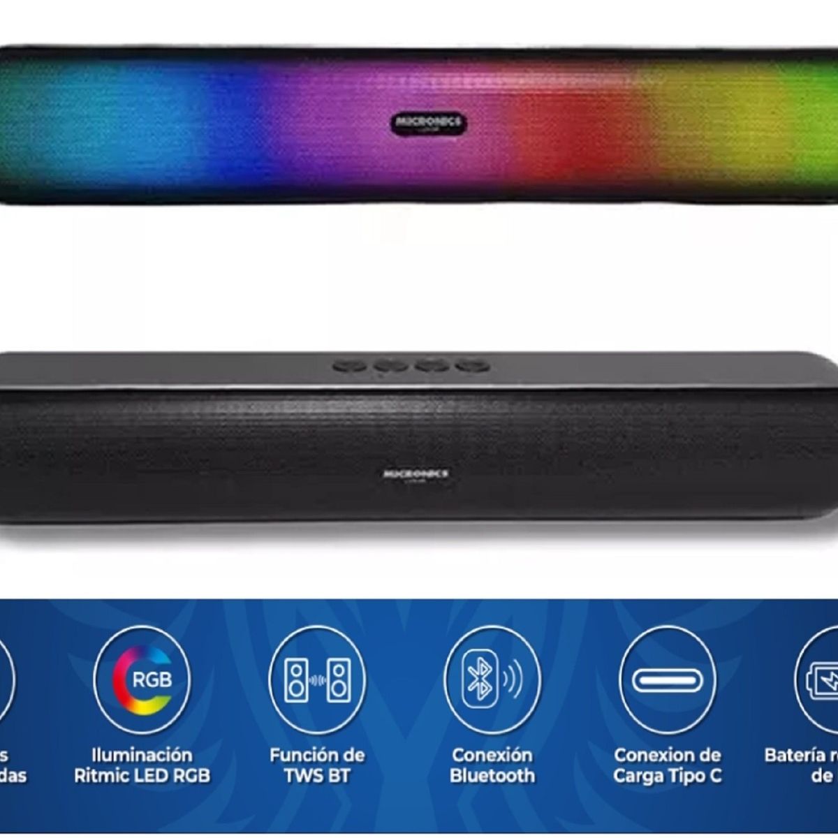 MICRONICS - PARLANTE MICRONICS PORTATIL LUXOR MIC S200 LUZ RGB