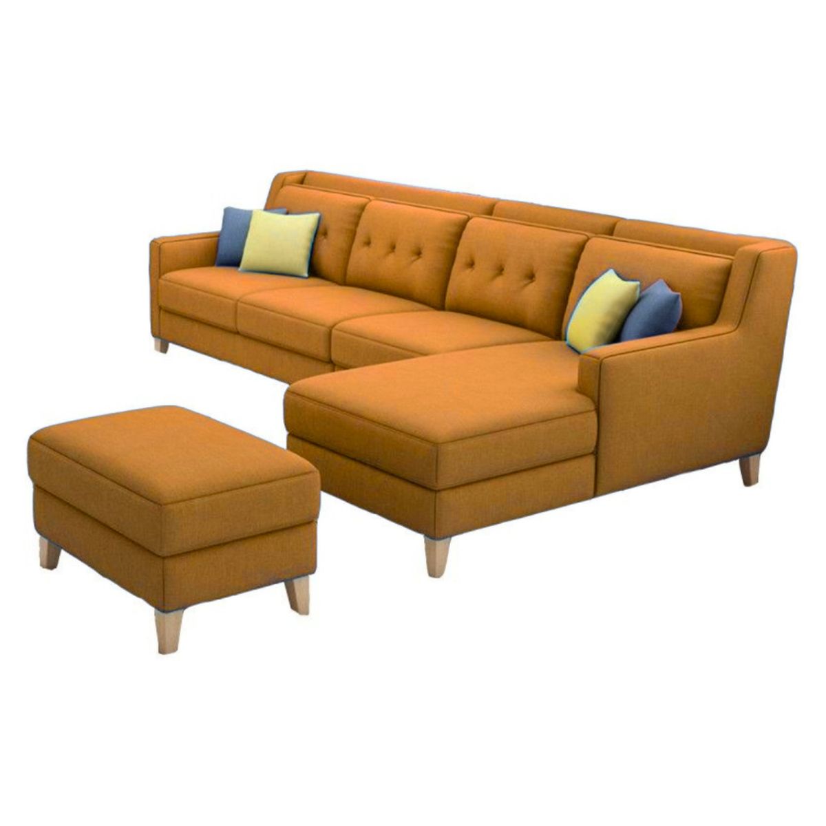 GENERICO - Seccional Derecho Barroco + banqueta de regalo - Mostaza