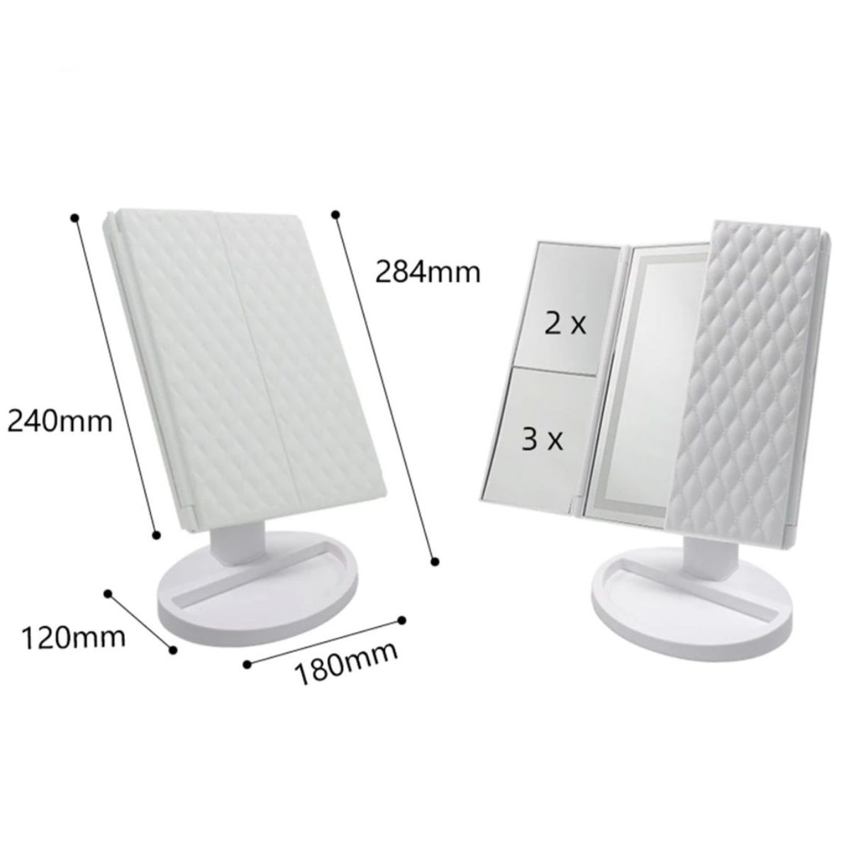 GENERICO - Espejo 3 cuerpos con luz Led y aumento - Blanco