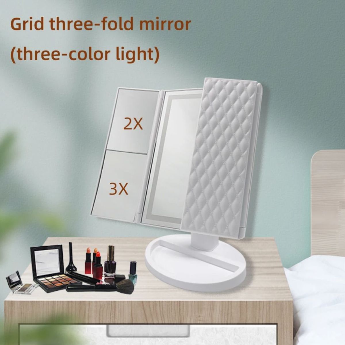 GENERICO - Espejo 3 cuerpos con luz Led y aumento - Blanco