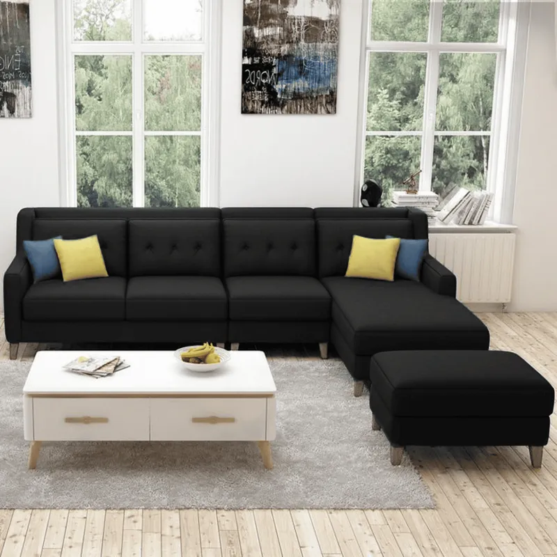 GENERICO - Seccional Derecho Barroco + banqueta de regalo - Negro