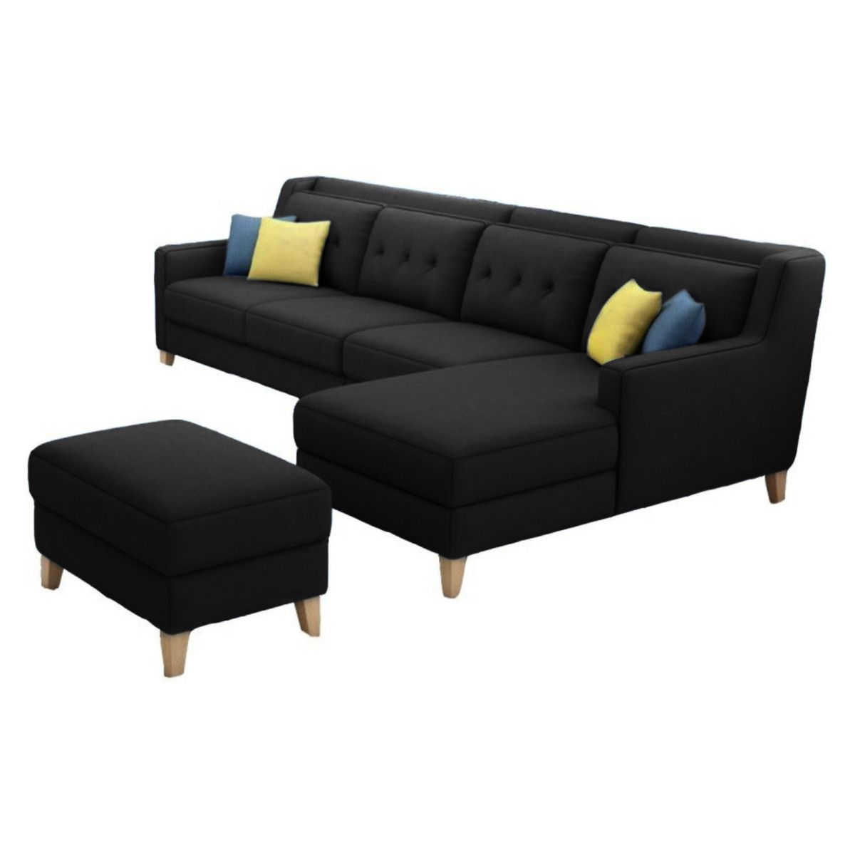 GENERICO - Seccional Derecho Barroco + banqueta de regalo - Negro